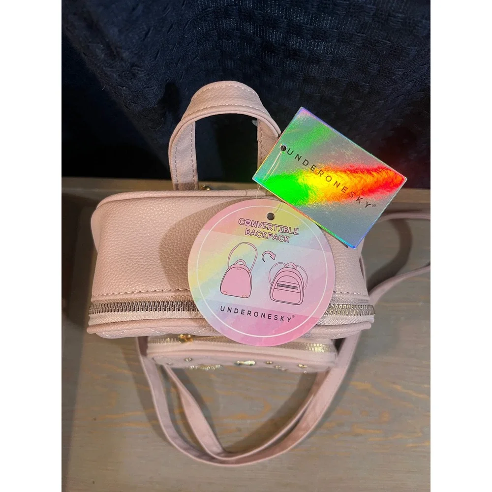 Underonesky light Pink Quilted mini‎ Backpack Heart Charms